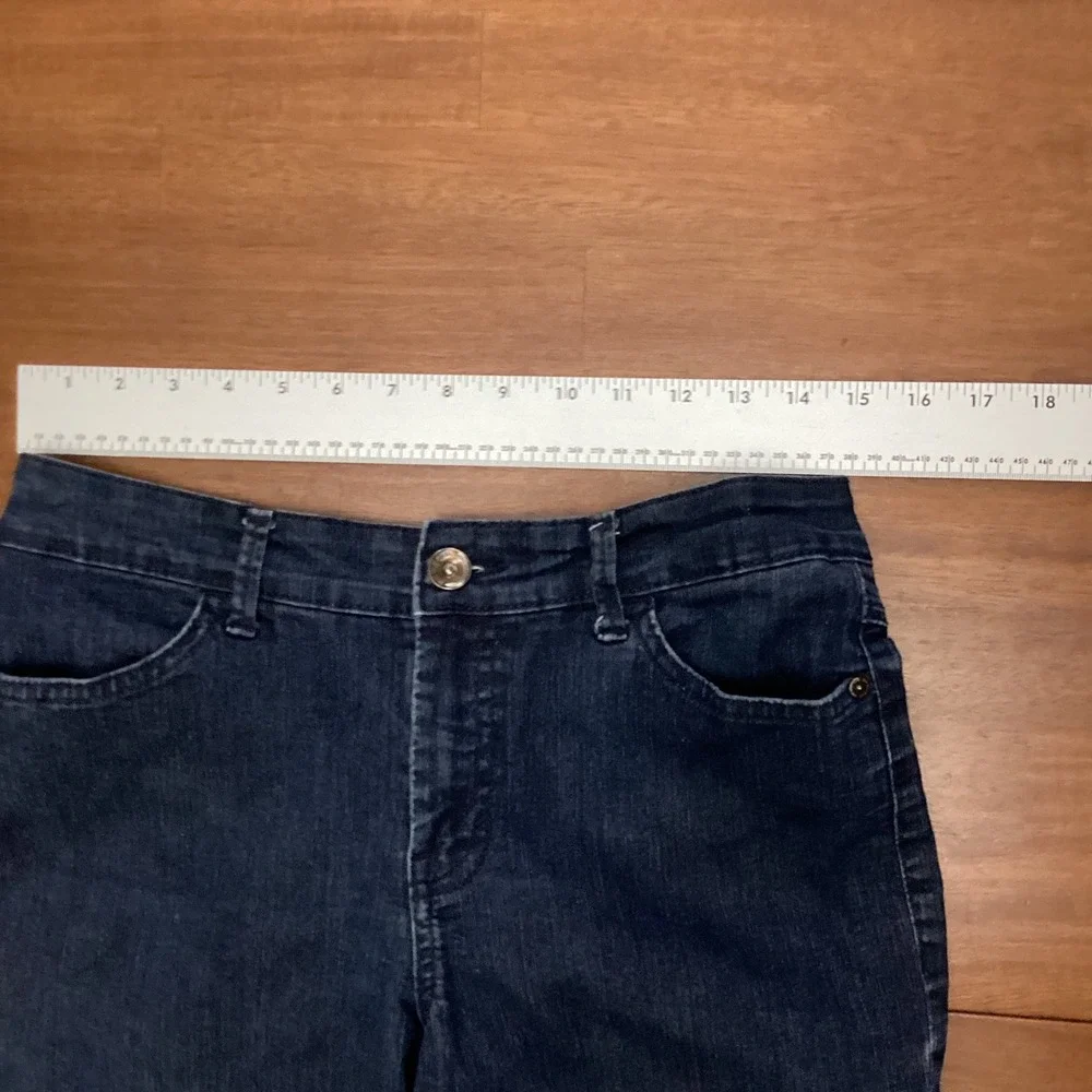 Nine West Jeans Womens 10 Dark Wash Button Hem Capri Jegging Cropped Denim Pants